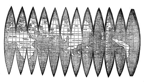 Waldseemüller Globe Gores 1507 (Wikipedia Commons)